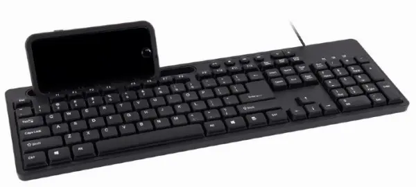 KB-UM-108 Gembird Multimedijalna tastatura US layout black USB sa drzacem za telefon