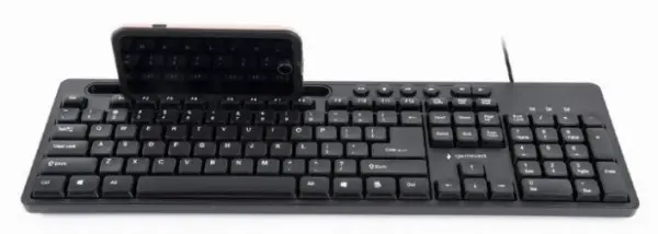 KB-UM-108 Gembird Multimedijalna tastatura US layout black USB sa drzacem za telefon