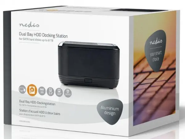 HDDUDB3200BK Nedis USB 3.0 DUPLI docking station za 2.5/3.5\'' SATA hard diskove, max 8TB