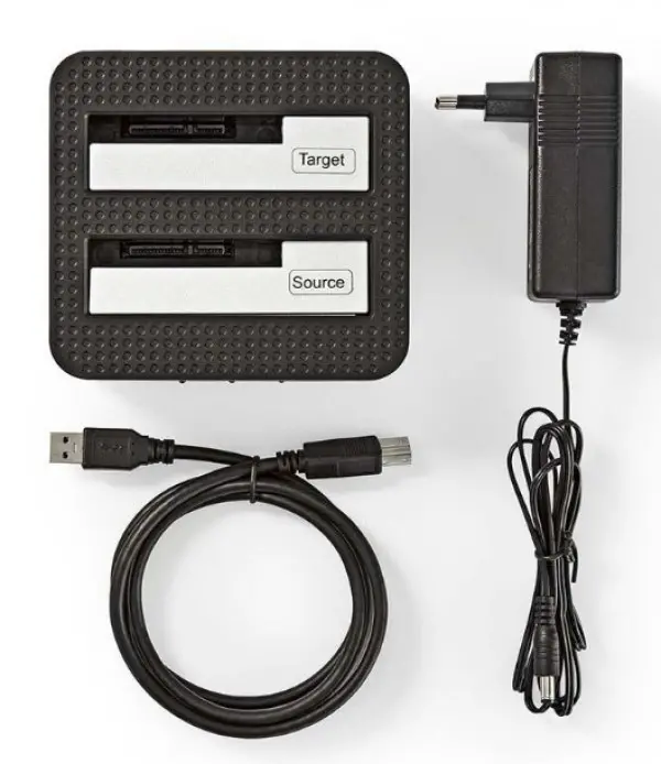 HDDUDB3300BK Nedis USB 3.0 DUPLI docking station za 2.5/3.5\'' SATA hard diskove, kloniranje, max 8TB