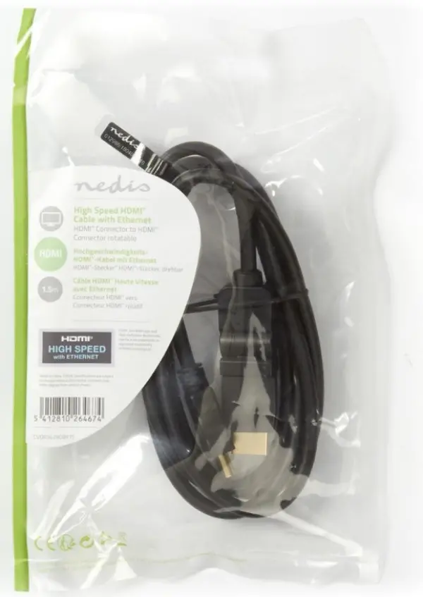 CVGP34290BK15 HDMI kabl, rotirajuci konektor, 4K@30Hz ethernet support 3D/4K TV 1.5m