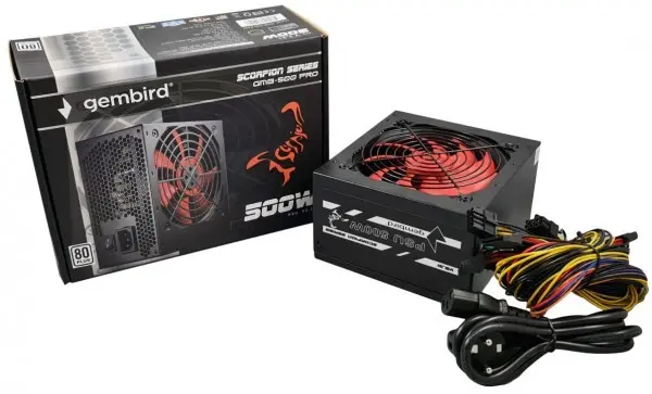 GMB-500-PRO * Gembird napajanje 500W 80+, PFC,12cm FAN, 20+4pin, 2x4pin, 6+2pin,