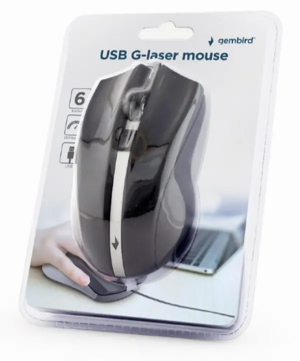 MUS-GU-02 Gembird G-laser mis USB 800-2400Dpi black, 118mm