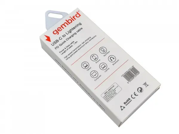 CCP-AMCM-LIGHT-1.8M** Gembird USB 2.0 Type-C to iPhone Lightening 8-pin cable, QC3.0, 1.8m WHITE 271