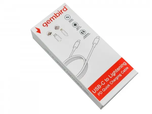 CCP-AMCM-LIGHT-1.8M** Gembird USB 2.0 Type-C to iPhone Lightening 8-pin cable, QC3.0, 1.8m WHITE 271