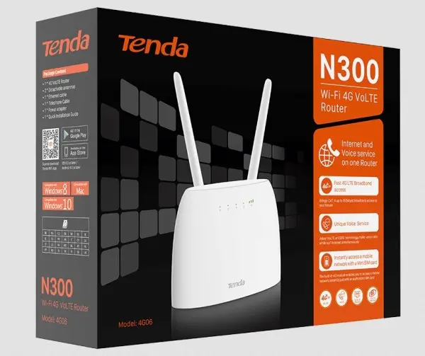 Tenda 4G06 300Mbps WiFi 3G/4G N300 4G VoLTE Ruter , prikljucak za  Fiksni Telefon