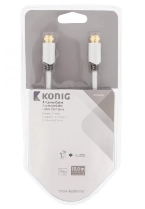 KNS41000W100 Antenski kabl F-muski na F-muski 10m, beli