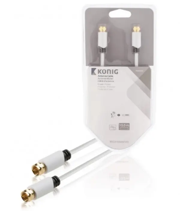 KNS41000W100 Antenski kabl F-muski na F-muski 10m, beli