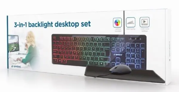 KBS-UML-01 Gembird 3-in-1 backlight set tastatura, mis i podloga