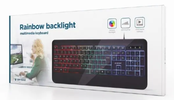 KB-UML-03 Gembird Rainbow multimedijalna tastatura sa pozadinskim osvetljenjem, US layout USB
