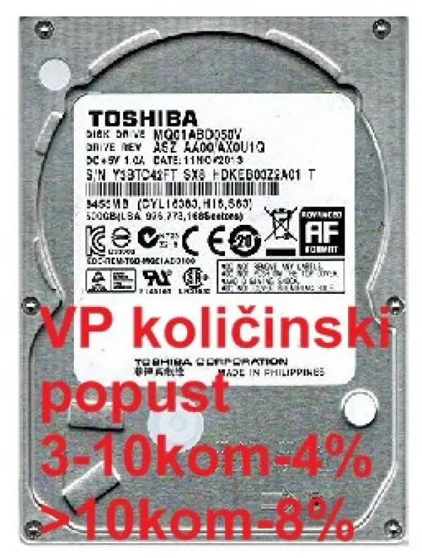HDD 2.5\'' ** 500GB MQ01ABD050V TOSHIBA 5400RPM 16MB 9.5mm SATA