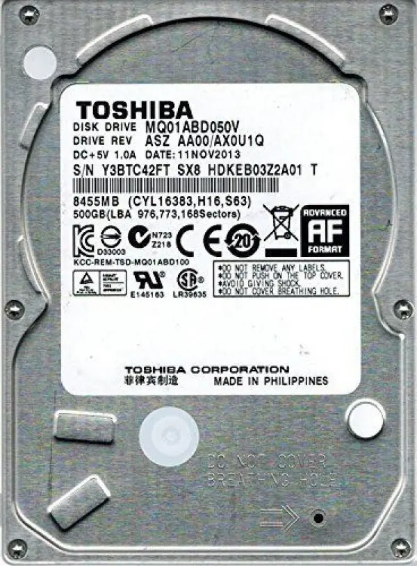 HDD 2.5\'' ** 500GB MQ01ABD050V TOSHIBA 5400RPM 16MB 9.5mm SATA