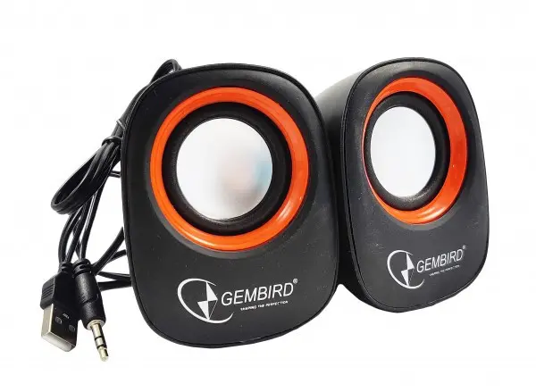 SPK-111 ** Gembird Stereo zvucnici Orange/black, 2 x 3W RMS USB pwr, 3.5mm kutija sa prozorom (399)
