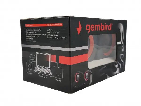 SPK-111 ** Gembird Stereo zvucnici Orange/black, 2 x 3W RMS USB pwr, 3.5mm kutija sa prozorom (399)