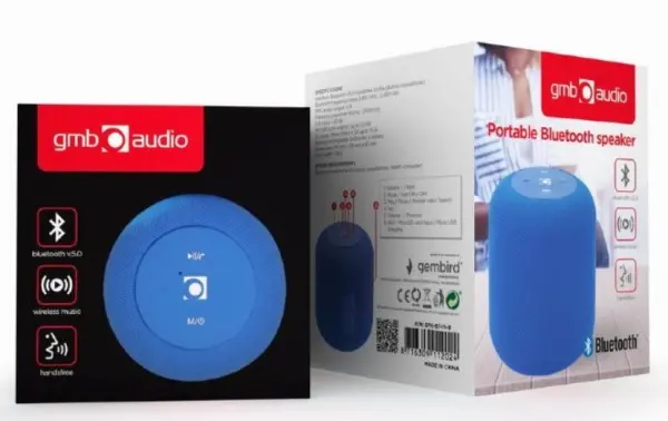 x-SPK-BT-15-B Gembird Portable Bluetooth speaker +handsfree 5W, USB, SD, AUX, blue FO