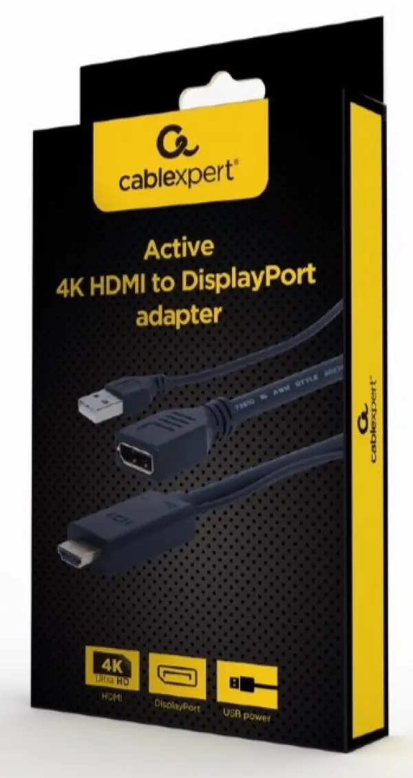 A-HDMIM-DPF-01 Gembird Active 4K HDMI to DisplayPort adapter, black