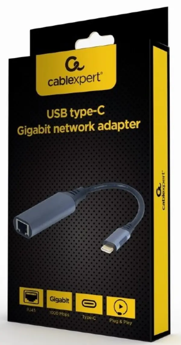 A-USB3C-LAN-01 Gembird USB type-C Gigabit network adapter, space grey