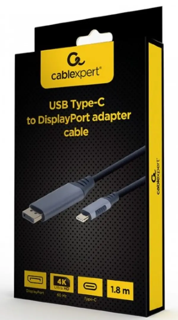 CC-USB3C-DPF-01-6 Gembird USB Type-C to DisplayPort male adapter cable, space grey, 1.8 m