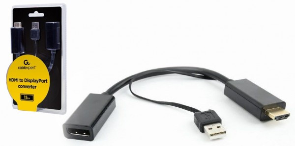 DSC-HDMI-DP Gembird HDMI to DisplayPort converter, black