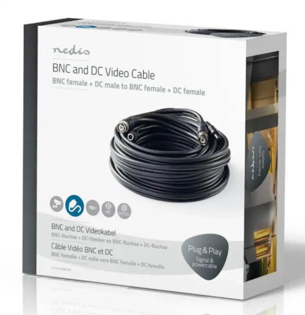 CCTVCA10BK100 * CCTV Security Cable BNC / DC  RG59, 10m (841)