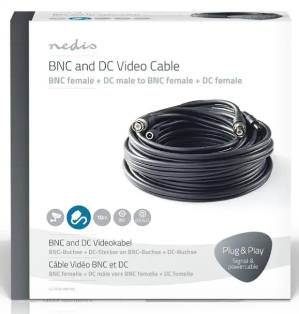 CCTVCA10BK100 * CCTV Security Cable BNC / DC  RG59, 10m (841)