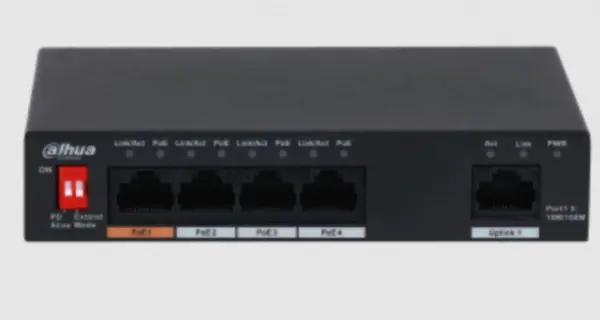 Dahua switch PFS3005-4ET-60 10/100 RJ45 ports, POE SWITCH 4 kanala