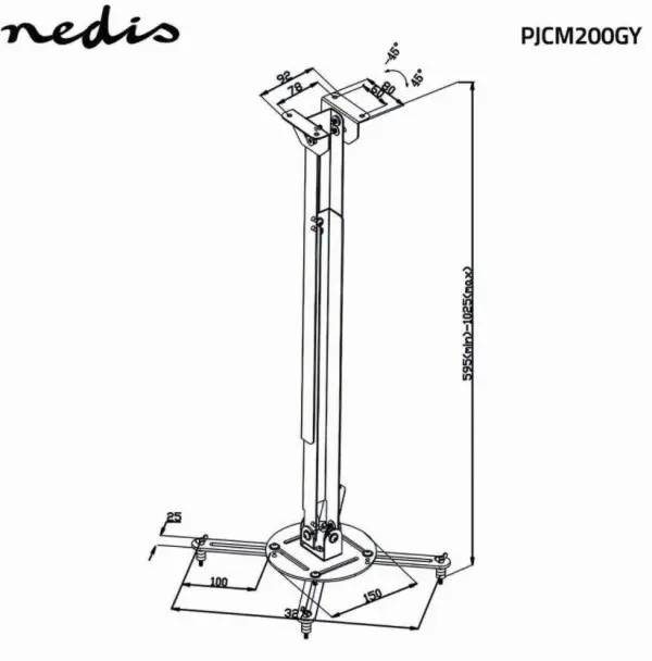 PJCM200GY univerzalni plafonski nosac za projektor 550-1000mm