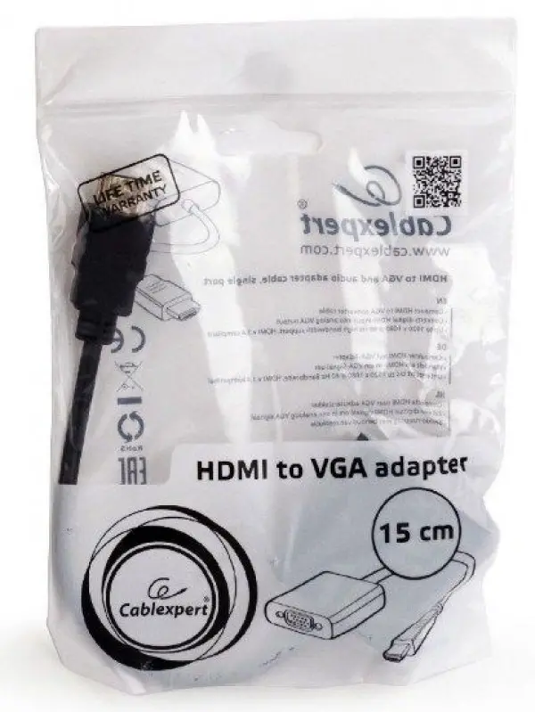 A-HDMI-VGA-06 Gembird HDMI to VGA + AUDIO adapter cable, single port (alt A-H