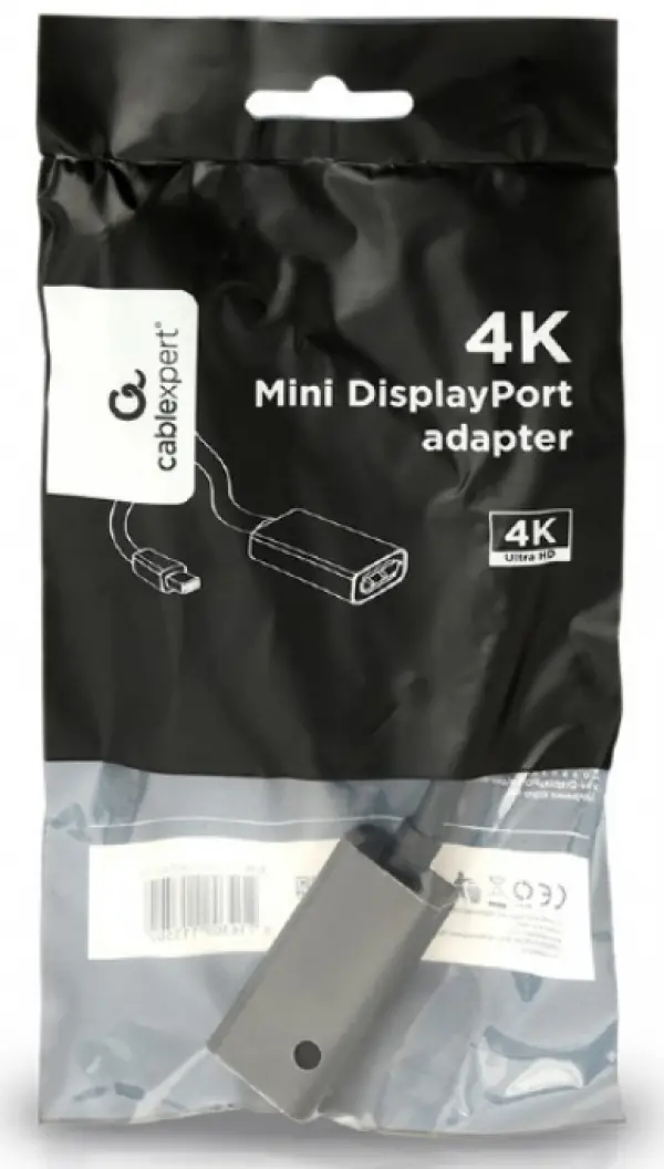 A-mDPM-DPF4K-01 Gembird 4K Mini DisplayPort to DisplayPort adapter cable, black
