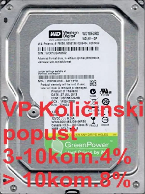 HDD 3.5 ** 1TB WD10EURX WD AV-GP Green IntelliPower 64mb SATA3
