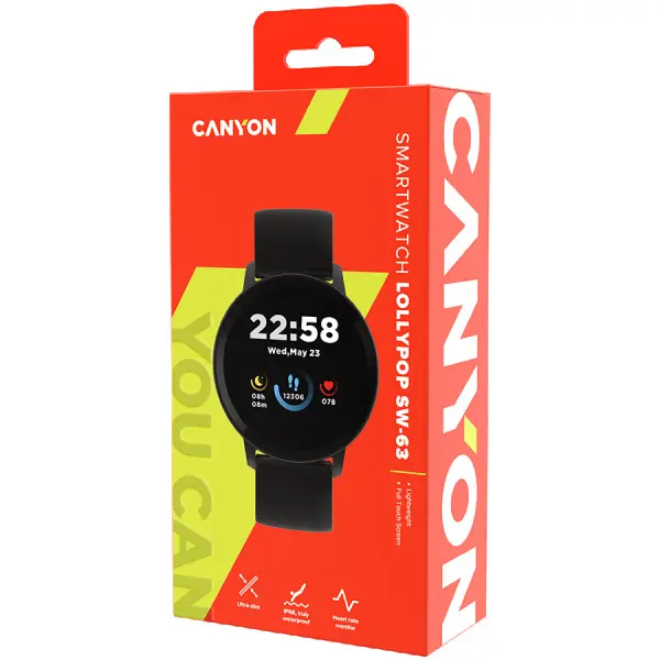 CANYON Smart watch, 1.3inches IPS full touch screen, Round watch, IP68 waterproof, multi-sport mode, BT5.0, compatibility with iOS and andr