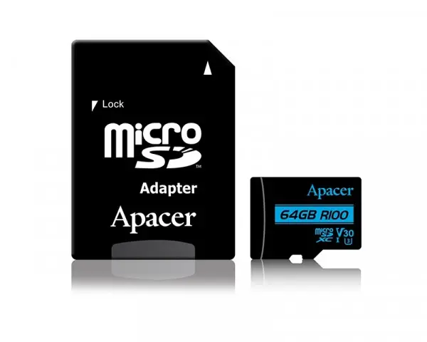APACER UHS-I MicroSDHC 64GB V30 + Adapter AP64GMCSX10U7-R