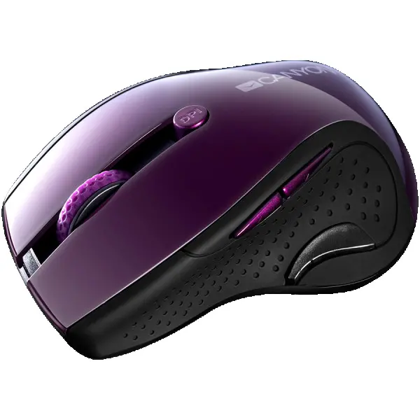 CANYON MW-01 2.4GHz wireless mouse with 6 buttons, optical tracking - blue LED, DPI 100012001600, Purple pearl glossy, 113x71x39.5mm, 0.07k