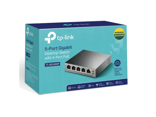 Switch TP-LINK TL-SG1005P Gigabit5x RJ45101001000Mbps4x PoE56W PoEmetalno kuciste' ( 'TL-SG1005P' )