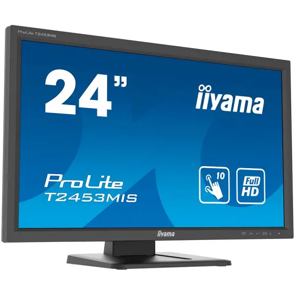 24'' Infrared 10P Touch, 1920x1080, VA-panel, 250cdm2, Speakers, VGA, HDMI, DisplayPort, USB-HUB 2x 2.0, 10P touch with supported OS ( T2453