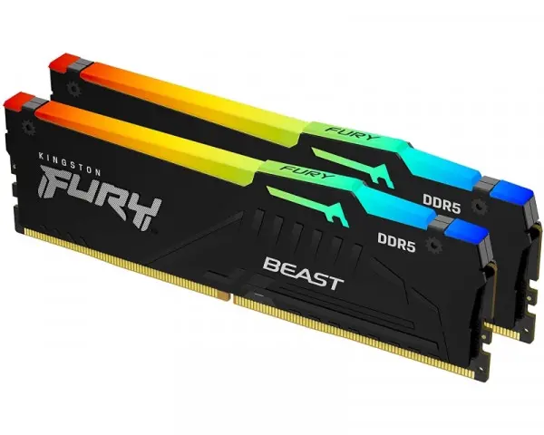 KINGSTON DIMM DDR5 32GB (2x16GB kit) 6000MTs KF560C40BBAK2-32 Fury Beast RGB