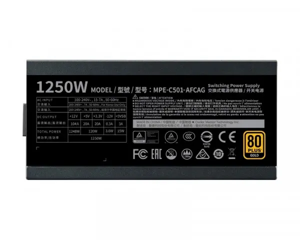 COOLER MASTER MWE Gold V2 1250W napajanje (MPE-C501-AFCAG-EU) 5Y