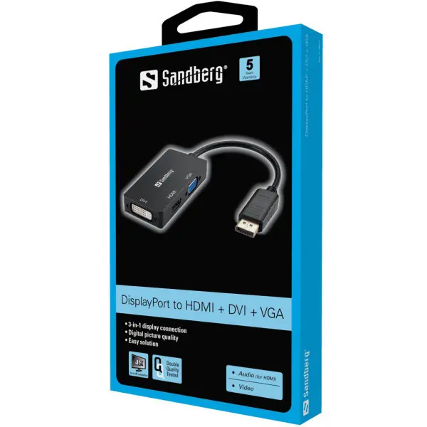 Adapter Sandberg DisplayPort - HDMIDVIVGA 509-11