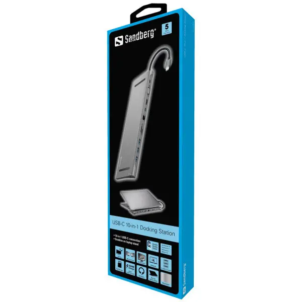 Docking station Snadberg 10in1 USB-C - HDMIVGALAN3xUSB 3.0USB C 136-31