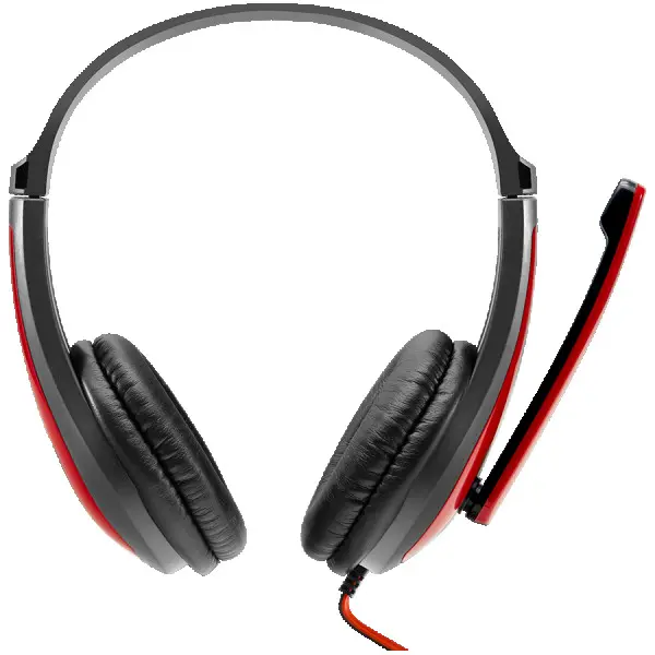CANYON HSC-1 basic PC headset with microphone, combined 3.5mm plug, leather pads, Flat cable length 2.0m, 160*60*160mm, 0.13kg, Black-red (