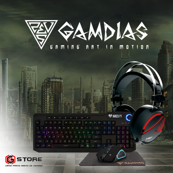 Tastatura + miš+ podloga Gamdias Ares P2 + Slušalice sa mikrofonom Gamdias Hebe E1 RGB