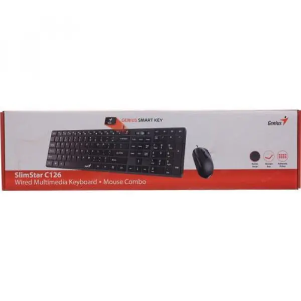 GENIUS SlimStar C126 USB YU crna tastatura+ USB crni miš