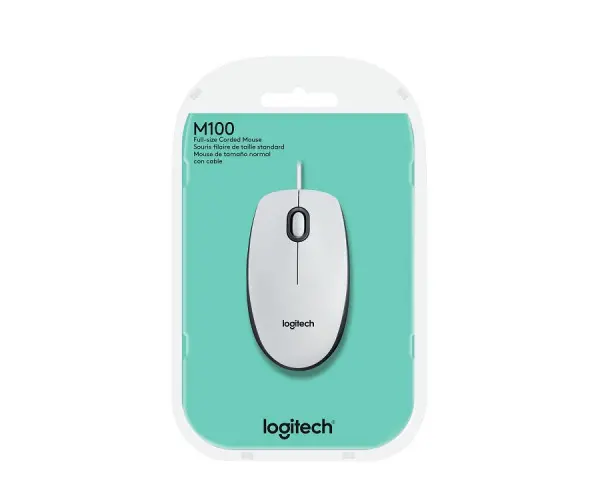 LOGITECH Corded Mouse M100 - EMEA - WHITE ( 910-005004 ) 