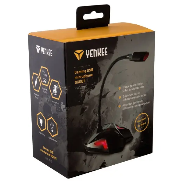 Yenkee YMC 1040 Scout, mikrofon, gamerski, crveno poz.osv.
