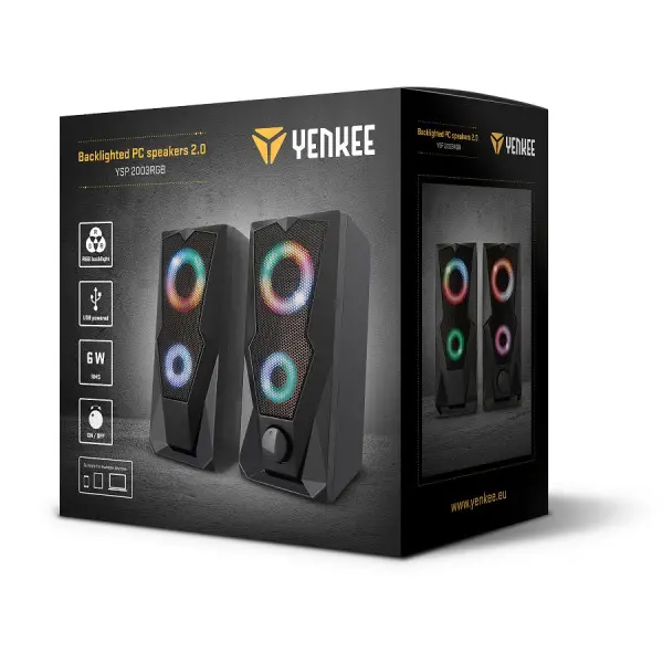 Yenkee YSP 2003RGB zvucnici, USB, 2.0, 6W, RGB, black