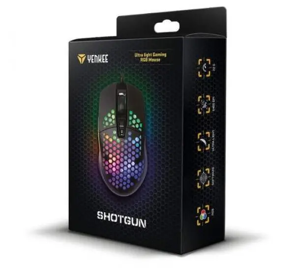 Yenkee YMS 3030BK, mis, USB, RGB, 7 tastera, black