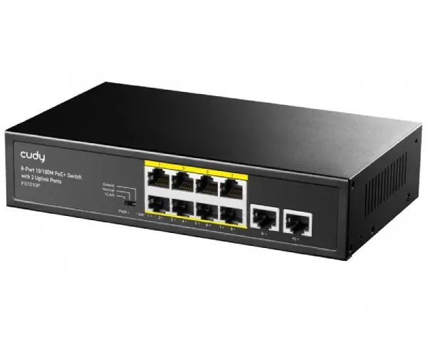 CUDY FS1010P 8-Port 10100M PoE+ Switch with 2 Uplink Ports
