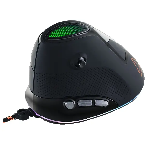 Wired Vertical Gaming Mouse with 7 programmable buttons, Pixart optical sensor, 6 levels of DPI and up to 4800, 2 million times key life, 1