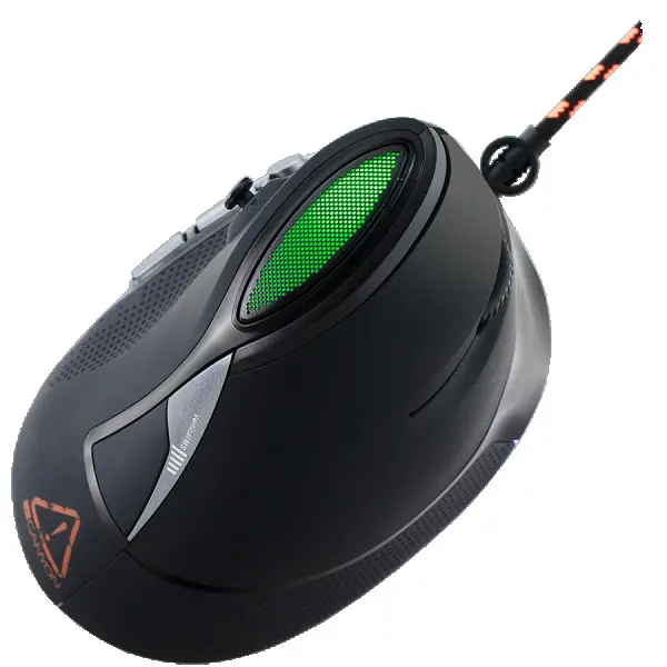 Wired Vertical Gaming Mouse with 7 programmable buttons, Pixart optical sensor, 6 levels of DPI and up to 4800, 2 million times key life, 1