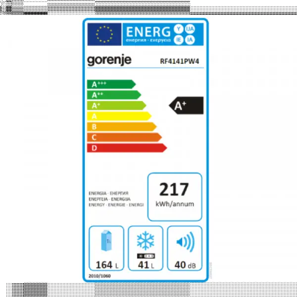 Frižider Gorenje RF4141PW4 visina 143.4cm zapremina 166l + 44l